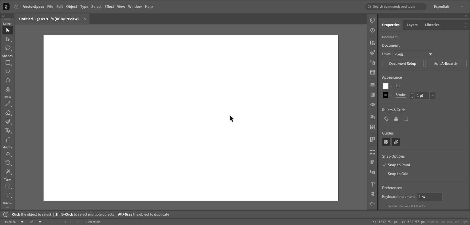 The VectorSpace editor workspace